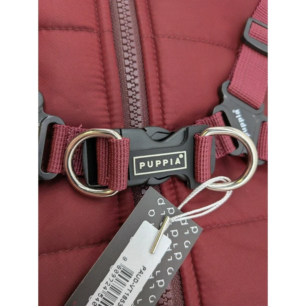 PUPPIA International Sports Dog Winter Vest Harness Coat XL Wine Red Quilted Fur